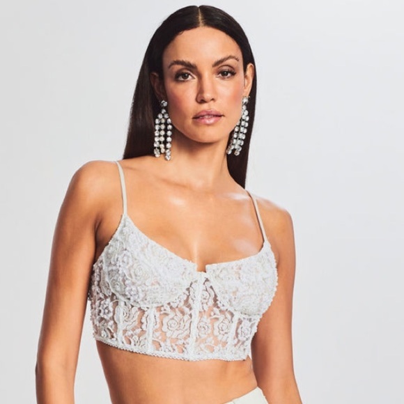 PESSA LACE & PEARL TOP RETROFETE SIZE MEDIUM - Picture 2 of 8